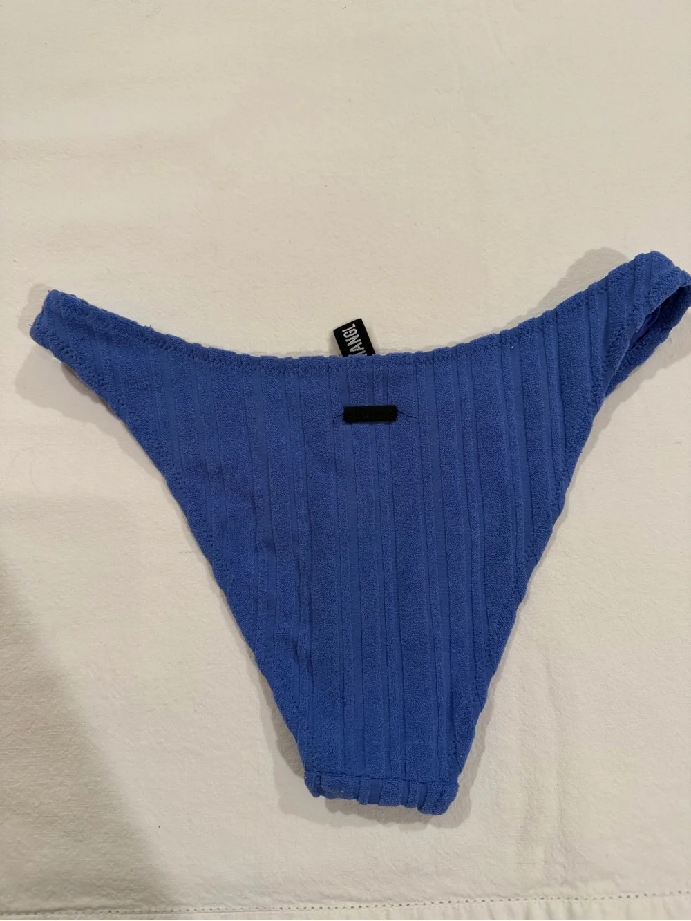 Triangl swimwear Ribbed Cobalt Blue Bandeau Bikini Set. SMALL bottom MEDIUM top.